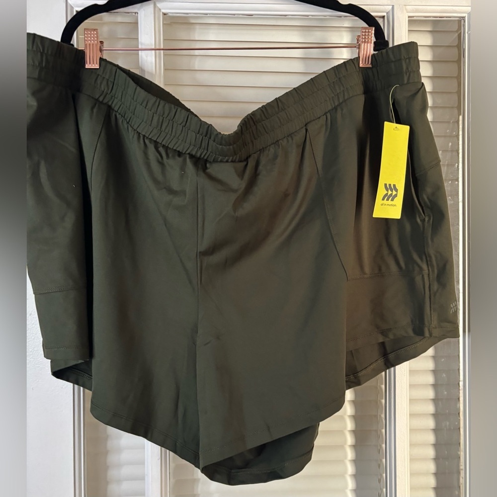 Olive Green Exercise Women's Shorts-Size 3x